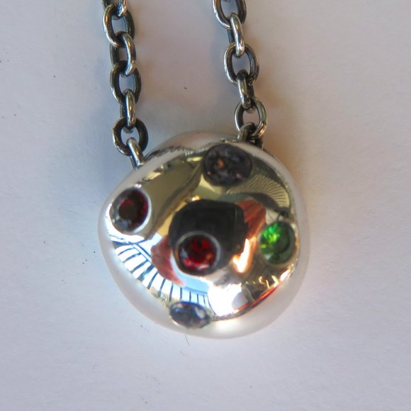 Elizabeth And James Small Mushroom Pendant On Chain Sterling Silver CZ - Picture 2 of 14